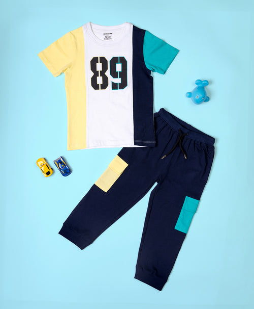 Boys Number 89 Print Half Sleeves T-Shirt & Lounge Pant Set