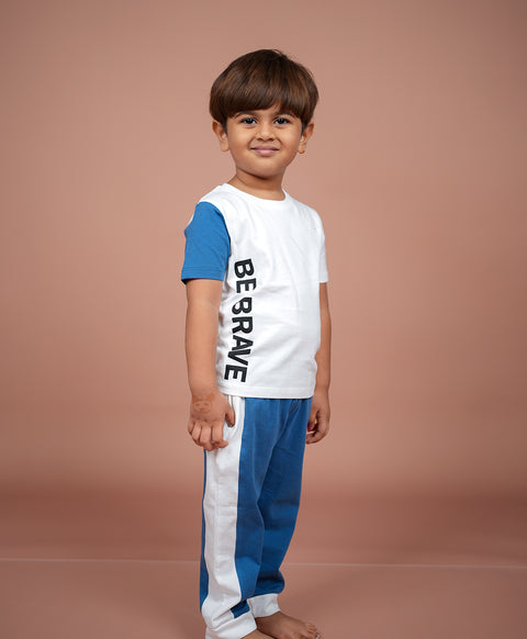 Boys Be Brave Print Half Sleeves T-Shirt & Lounge Pant Set