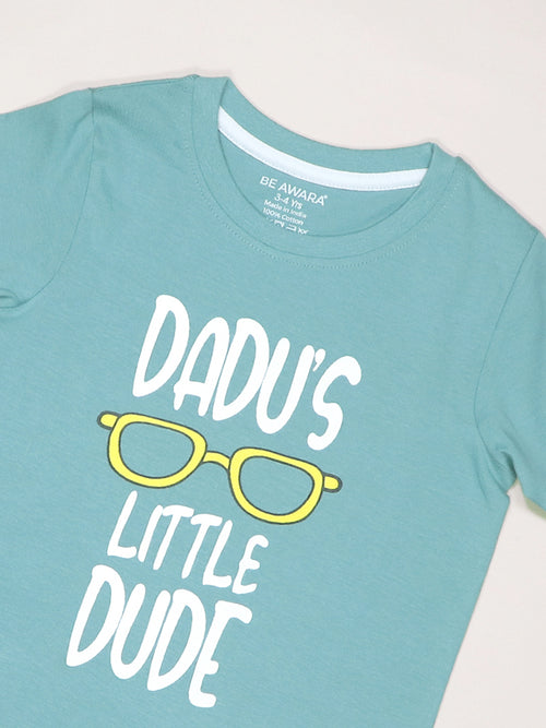 Dadu's Little Dude Dusty Teal Kids T-Shirt