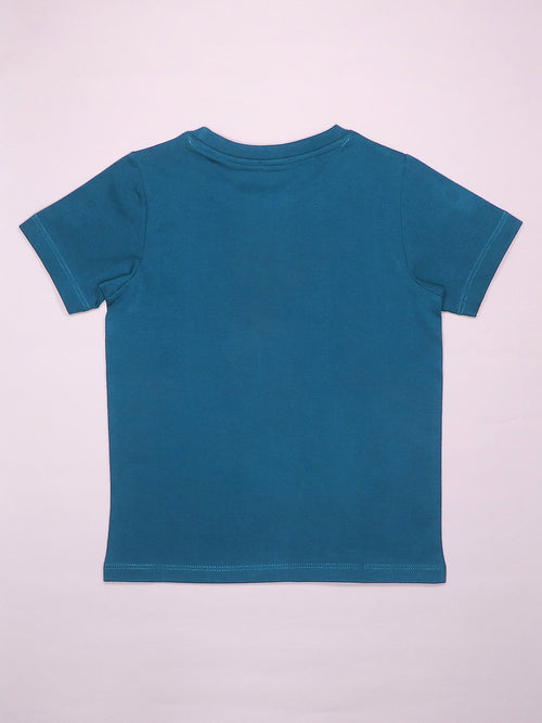 Dadu's Little Dude Peacock Blue Kids Half Sleeves T-Shirt