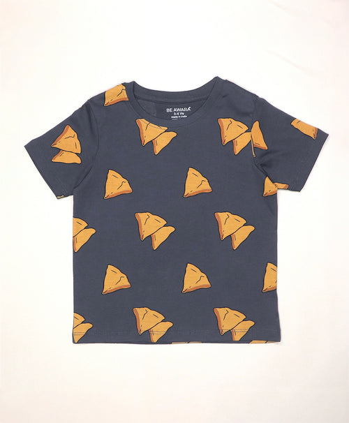 Samosa Pattern Half Sleeves T-Shirt & Shorts Set