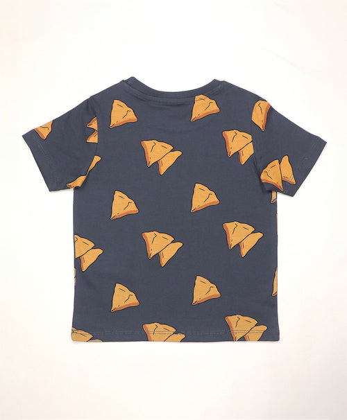 Samosa Pattern Half Sleeves T-Shirt & Shorts Set