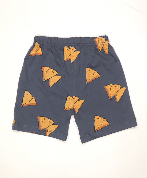Samosa Pattern Half Sleeves T-Shirt & Shorts Set