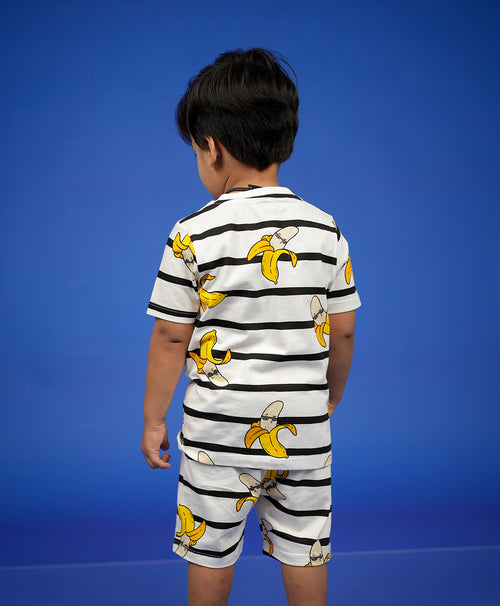 Banana Pattern Half Sleeves T-Shirt & Shorts Set