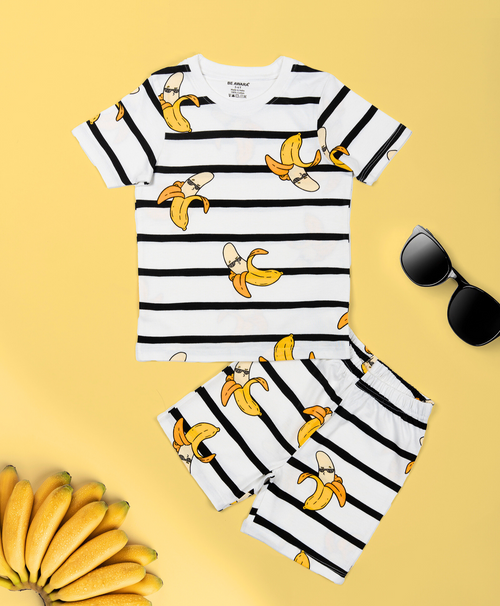 Banana Pattern Half Sleeves T-Shirt & Shorts Set