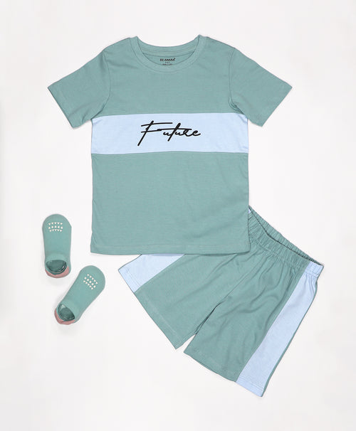 Boys Future Color Block Half Sleeves T-Shirt & Shorts Set