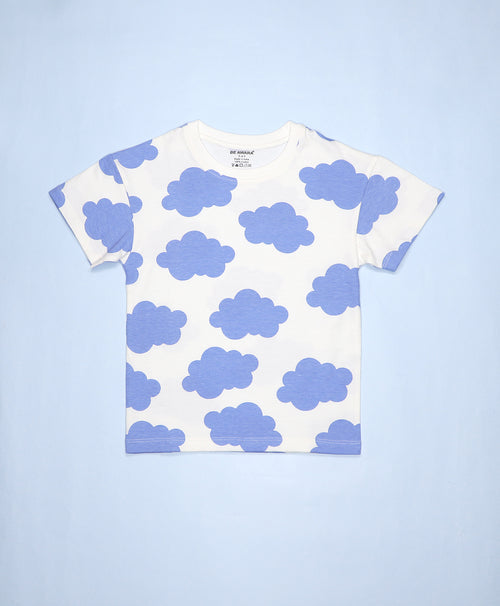 Kids Cloud Print Drop Shoulder T-Shirt & Shorts Set
