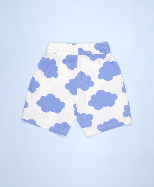 Kids Cloud Print Drop Shoulder T-Shirt & Shorts Set