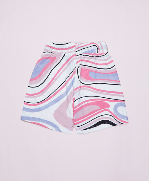 Multicolor Marble Print Drop Shoulder T-Shirt & Shorts Set