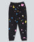 Color Splash Cotton Knit Full Length Printed Lounge Pants - Black