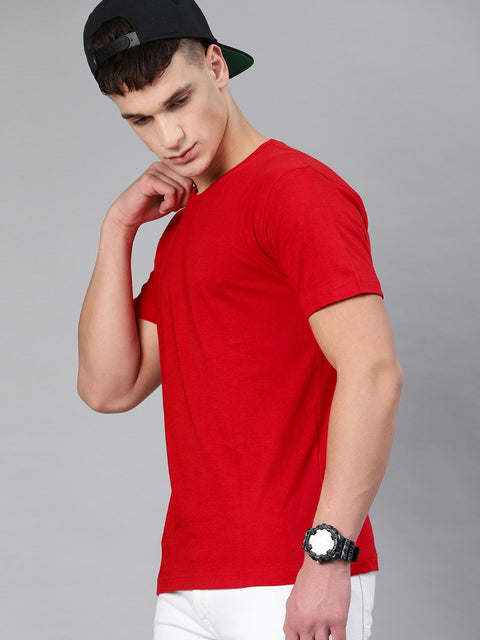 Plain Red Round Neck T-Shirt - Be Awara