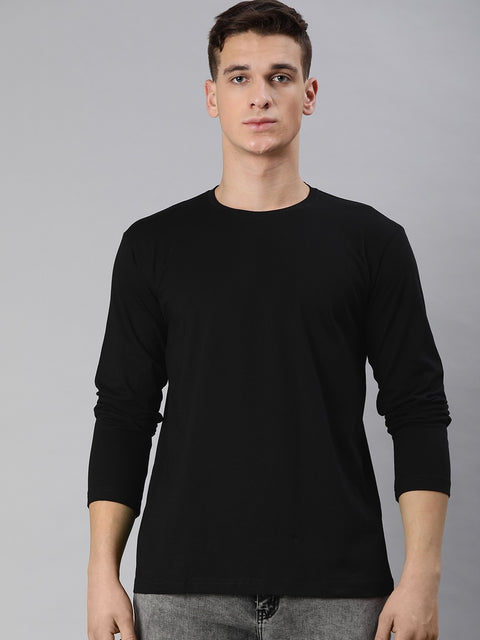 Black Full Sleeves Round Neck T-Shirt - Be Awara