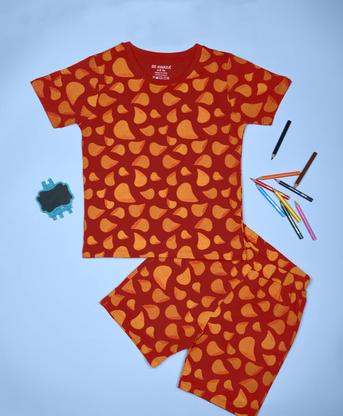 Chips Pattern Half Sleeves T-Shirt & Shorts Set - Be Awara