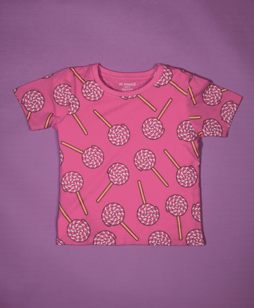 Lollypop Pattern Half Sleeves T-Shirt & Shorts Set - Be Awara