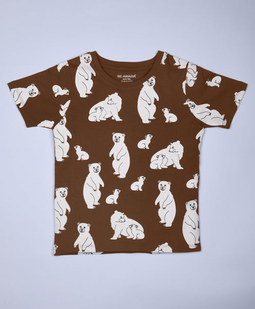 Bear Pattern Half Sleeves T-Shirt & Shorts Set - Be Awara
