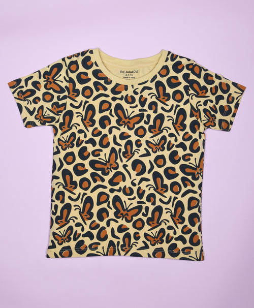 Butterfly Pattern Half Sleeves T-Shirt & Shorts Set - Be Awara