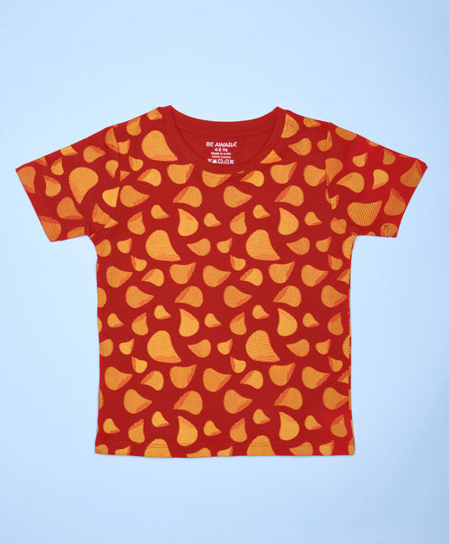 Chips Pattern Half Sleeves T-Shirt & Shorts Set - Be Awara