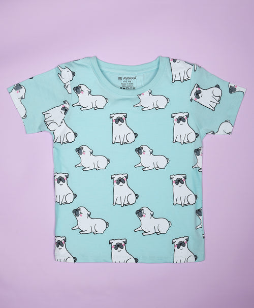 Pug Dog Pattern Half Sleeves T-Shirt & Shorts Set - Be Awara