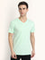 Mint Green Half Sleeves V Neck T-Shirt - Be Awara