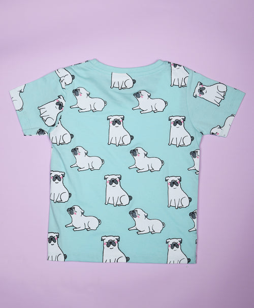 Pug Dog Pattern Half Sleeves T-Shirt & Shorts Set - Be Awara