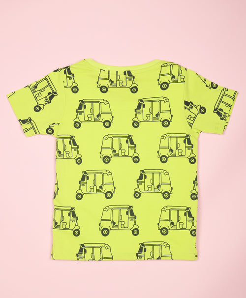 Auto Rickshaw Pattern Half Sleeves T-Shirt & Shorts Set - Be Awara