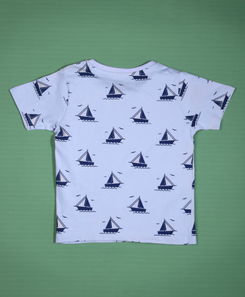 Ship Pattern Half Sleeves T-Shirt & Shorts Set - Be Awara