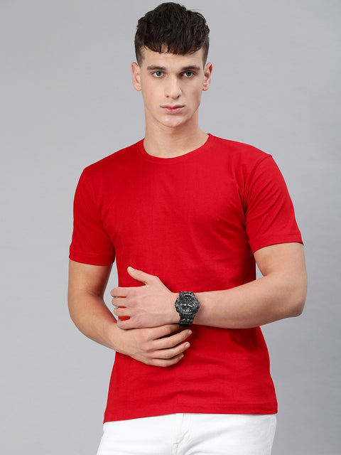 Plain Red Round Neck T-Shirt - Be Awara