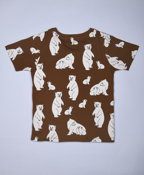 Bear Pattern Half Sleeves T-Shirt & Shorts Set - Be Awara