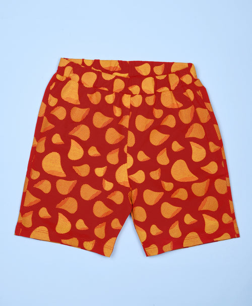 Chips Pattern Half Sleeves T-Shirt & Shorts Set - Be Awara