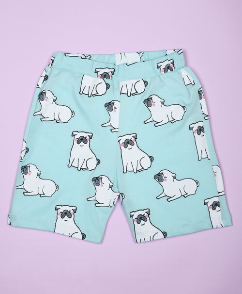 Pug Dog Pattern Half Sleeves T-Shirt & Shorts Set - Be Awara