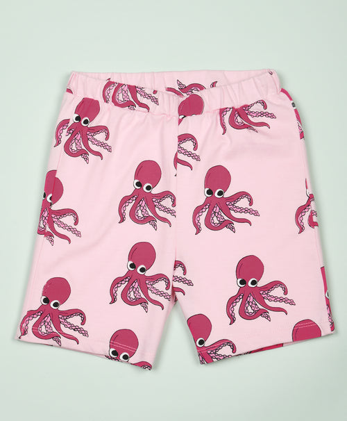 Octopus Pattern Half Sleeves T-Shirt & Shorts Set - Be Awara