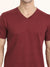 Maroon Half Sleeves V Neck T-Shirt - Be Awara