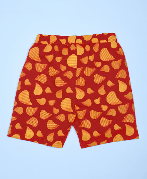 Chips Pattern Half Sleeves T-Shirt & Shorts Set - Be Awara