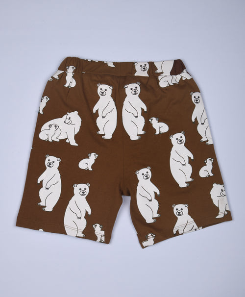 Bear Pattern Half Sleeves T-Shirt & Shorts Set - Be Awara