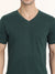 Bottle Green Half Sleeves V Neck T-Shirt - Be Awara