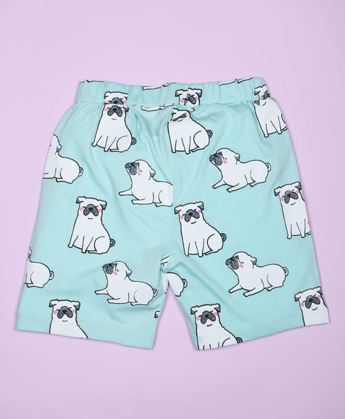 Pug Dog Pattern Half Sleeves T-Shirt & Shorts Set - Be Awara