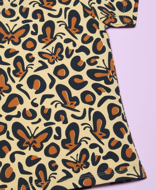 Butterfly Pattern Half Sleeves T-Shirt & Shorts Set - Be Awara