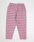 Pink Waves Pattern Cotton Knit Full Length Printed Lounge Pants