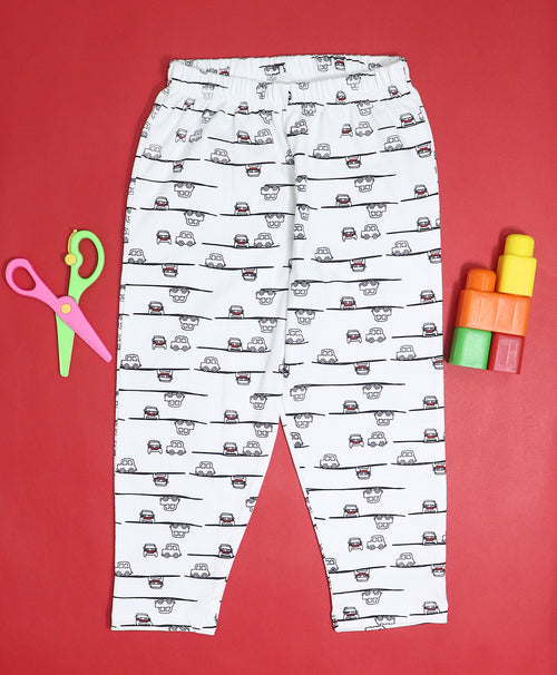 Toy Car Pattern Cotton Knit Full Length Printed Lounge Pants