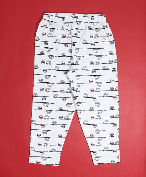 Toy Car Pattern Cotton Knit Full Length Printed Lounge Pants