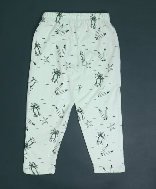 Beach Pattern Cotton Knit Full Length Printed Lounge Pants