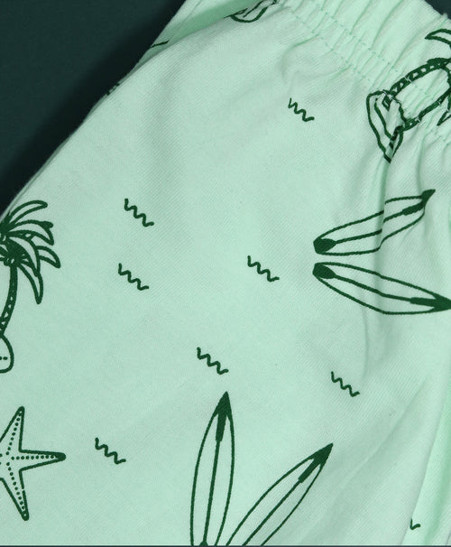 Beach Pattern Cotton Knit Full Length Printed Lounge Pants