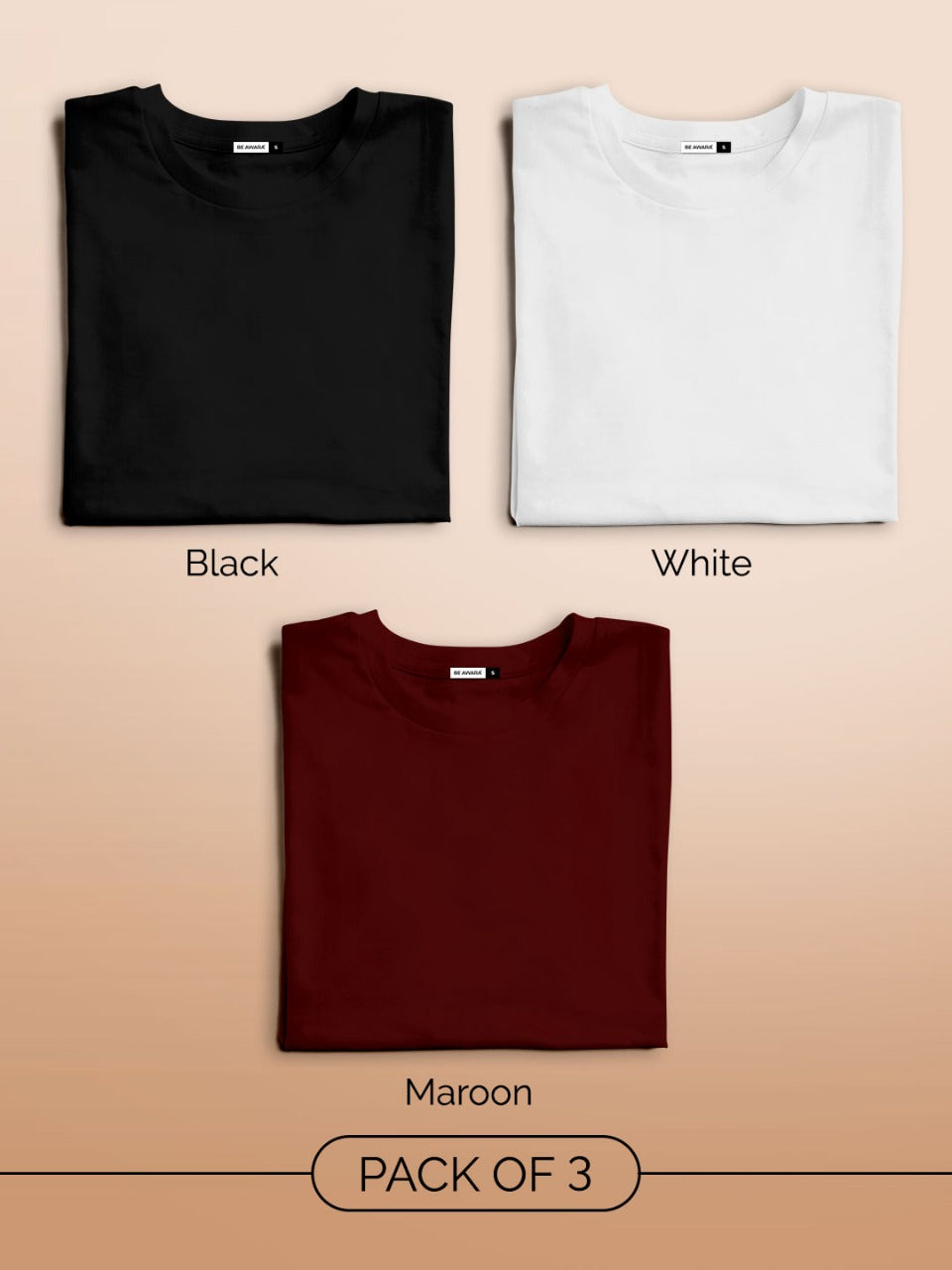 Plain T-shirt Combo For Men Black and White XL